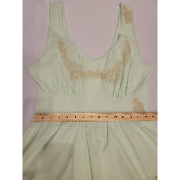 Vintage Nightgown Womens *Medium Mint Green Embroidered Midi Night Dress - Picture 9 of 12